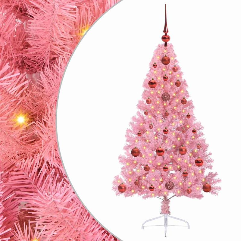Chargez l'image dans la visionneuse de la galerie, Vidaxl kunstmatig voorverlicht kerstboom met 150 led roze 120 cm pvc
