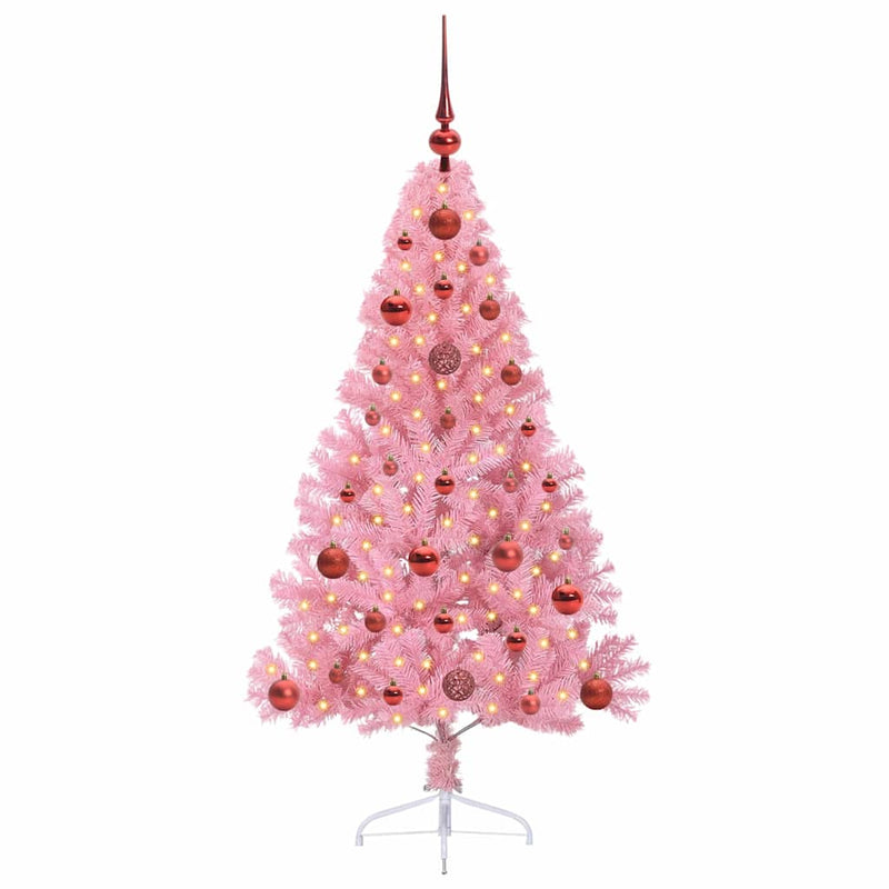 Chargez l'image dans la visionneuse de la galerie, Vidaxl kunstmatig voorverlicht kerstboom met 150 led roze 120 cm pvc