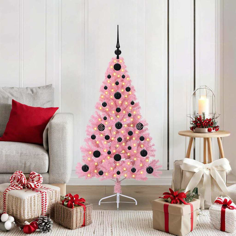 Afbeelding laden in galerijviewer, Vidaxl kunstmatig voorverlicht kerstboom met 150 led roze 120 cm pvc