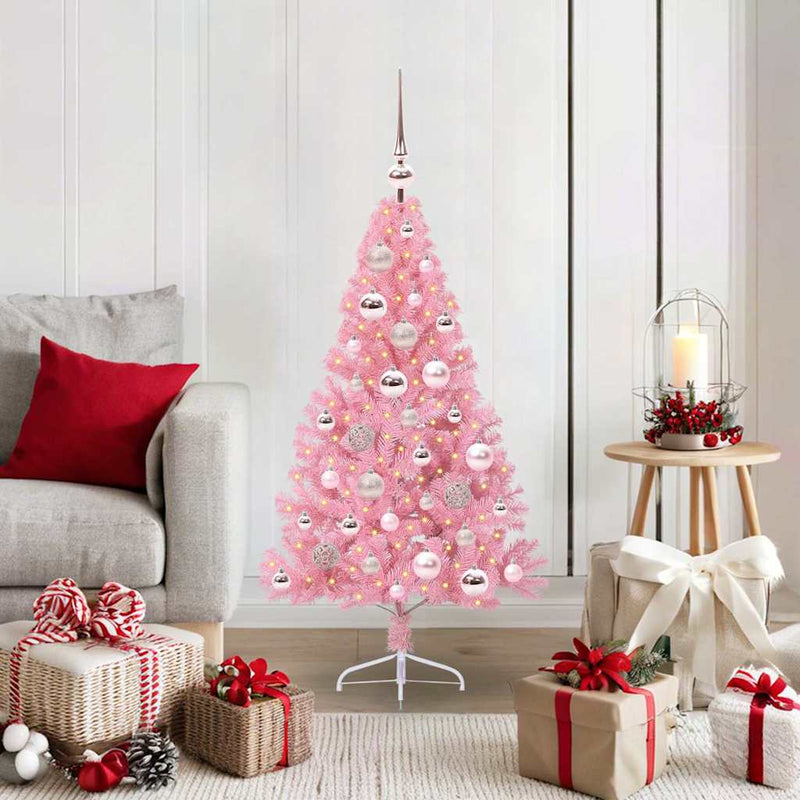 Afbeelding laden in galerijviewer, Vidaxl kunstmatig voorverlicht kerstboom met 150 led roze 120 cm pvc