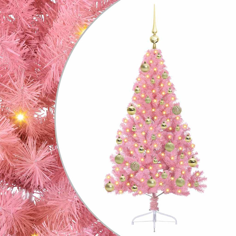 Afbeelding laden in galerijviewer, Vidaxl kunstmatig voorverlicht kerstboom met 150 led roze 120 cm pvc