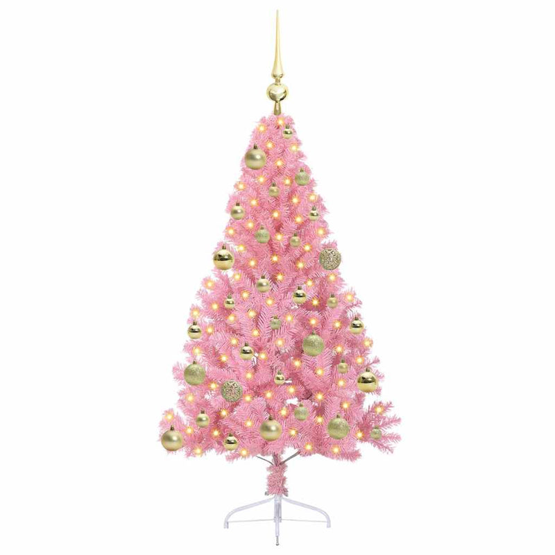 Afbeelding laden in galerijviewer, Vidaxl kunstmatig voorverlicht kerstboom met 150 led roze 120 cm pvc