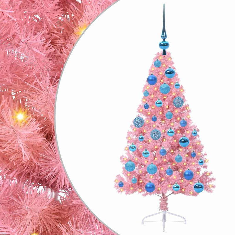 Afbeelding laden in galerijviewer, Vidaxl kunstmatig voorverlicht kerstboom met 150 led roze 120 cm pvc