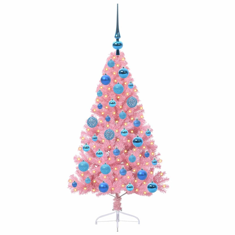 Afbeelding laden in galerijviewer, Vidaxl kunstmatig voorverlicht kerstboom met 150 led roze 120 cm pvc