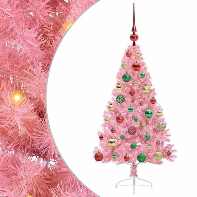 Afbeelding laden in galerijviewer, Vidaxl kunstmatig voorverlicht kerstboom met 150 led roze 120 cm pvc