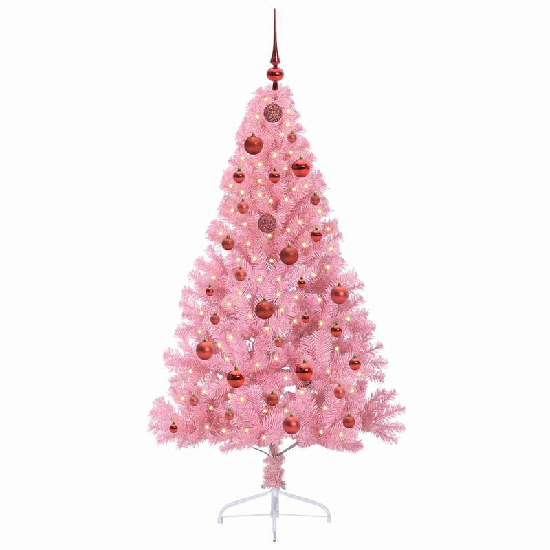 Afbeelding laden in galerijviewer, Vidaxl kunstmatig voorverlicht kerstboom met 150 led roze 150 cm pvc