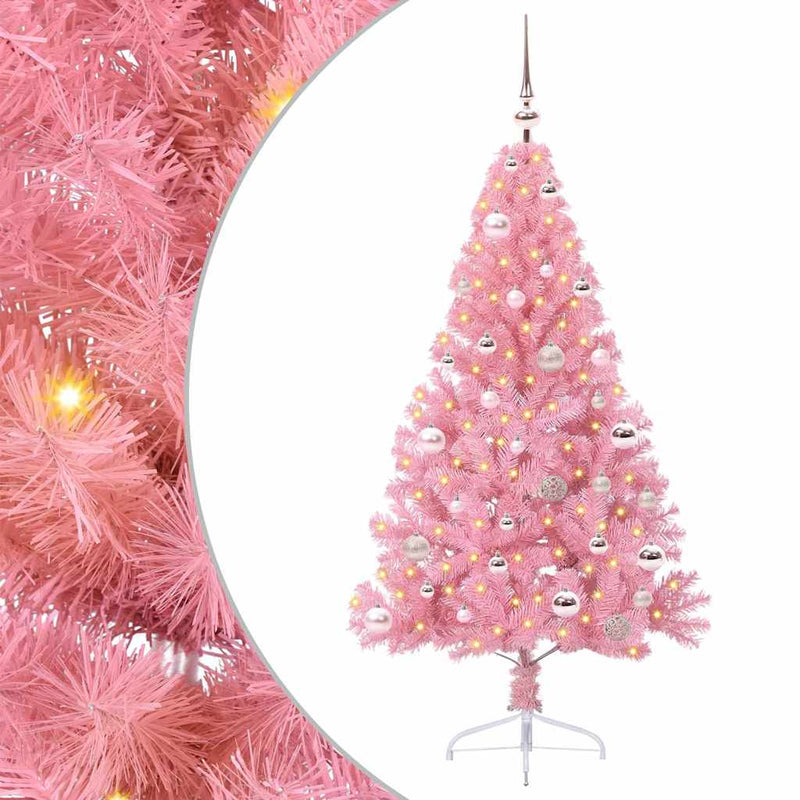 Afbeelding laden in galerijviewer, Vidaxl kunstmatig voorverlicht kerstboom met 150 led roze 150 cm pvc
