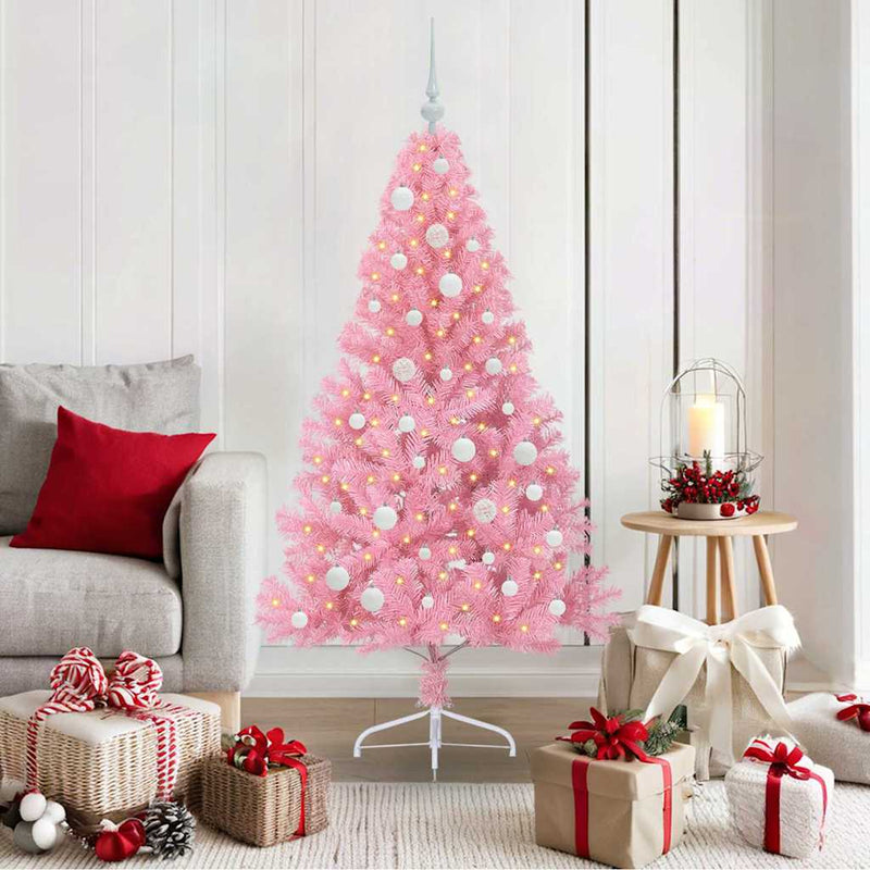 Afbeelding laden in galerijviewer, Vidaxl kunstmatig voorverlicht kerstboom met 150 led roze 150 cm pvc
