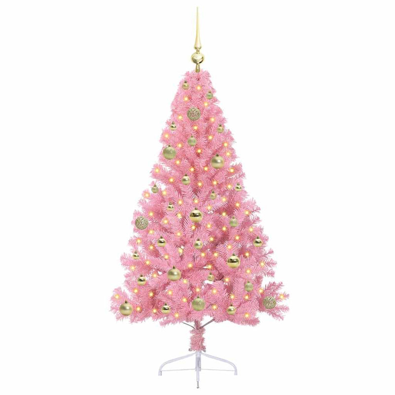 Afbeelding laden in galerijviewer, Vidaxl kunstmatig voorverlicht kerstboom met 150 led roze 150 cm pvc
