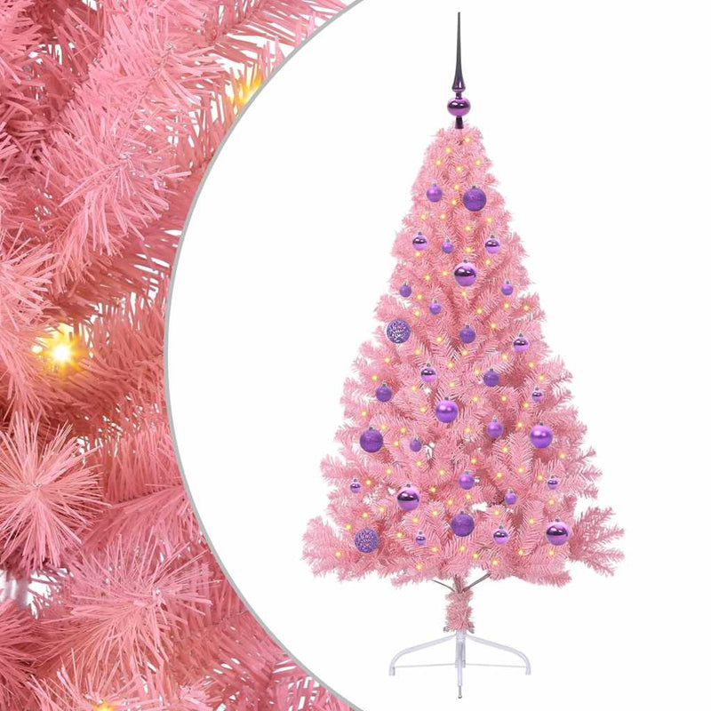 Afbeelding laden in galerijviewer, Vidaxl kunstmatig voorverlicht kerstboom met 150 led roze 150 cm pvc