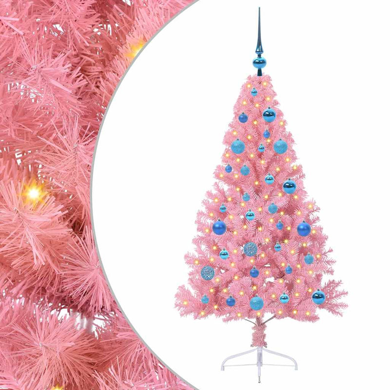 Afbeelding laden in galerijviewer, Vidaxl kunstmatig voorverlicht kerstboom met 150 led roze 150 cm pvc