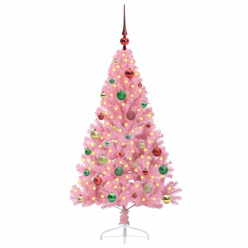Afbeelding laden in galerijviewer, Vidaxl kunstmatig voorverlicht kerstboom met 150 led roze 150 cm pvc