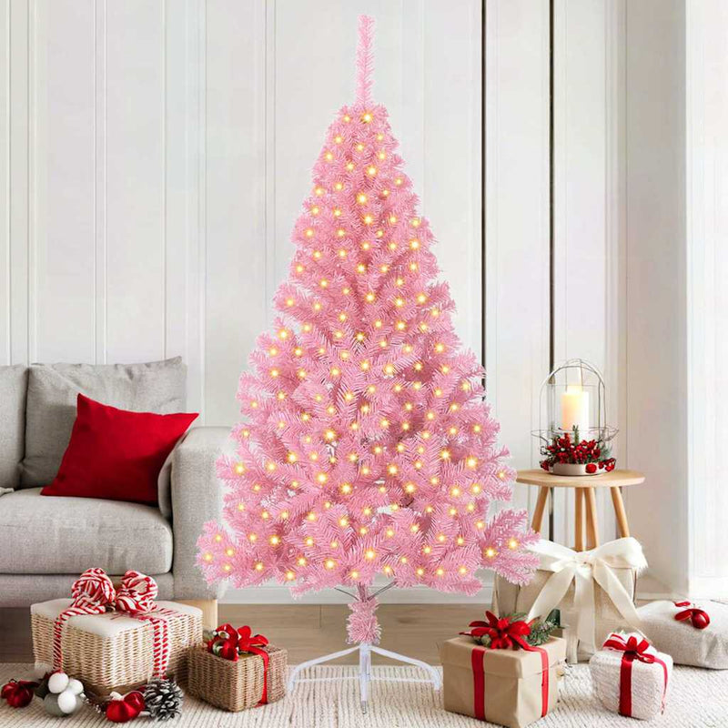 Afbeelding laden in galerijviewer, Vidaxl kunstmatig voorverlicht kerstboom met 300 led roze 180 cm pvc