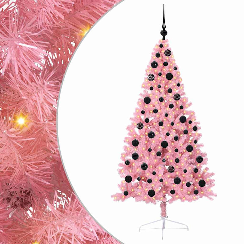 Chargez l'image dans la visionneuse de la galerie, Vidaxl kunstmatig voorverlicht kerstboom met 300 led roze 180 cm pvc