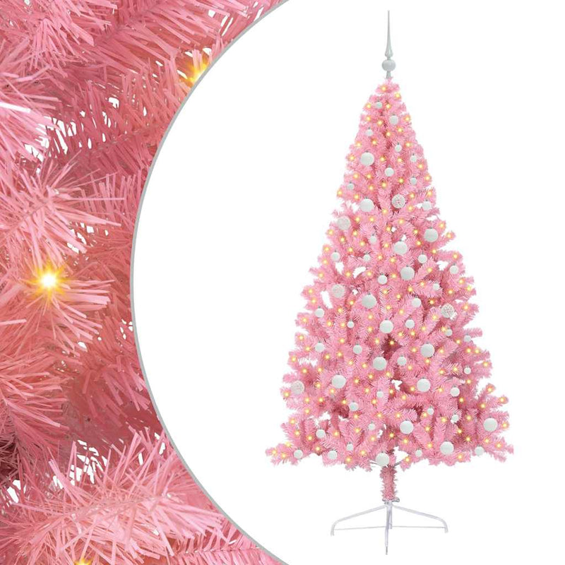 Chargez l'image dans la visionneuse de la galerie, Vidaxl kunstmatig voorverlicht kerstboom met 300 led roze 180 cm pvc