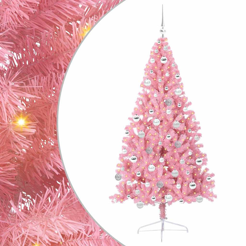 Chargez l'image dans la visionneuse de la galerie, Vidaxl kunstmatig voorverlicht kerstboom met 300 led roze 180 cm pvc