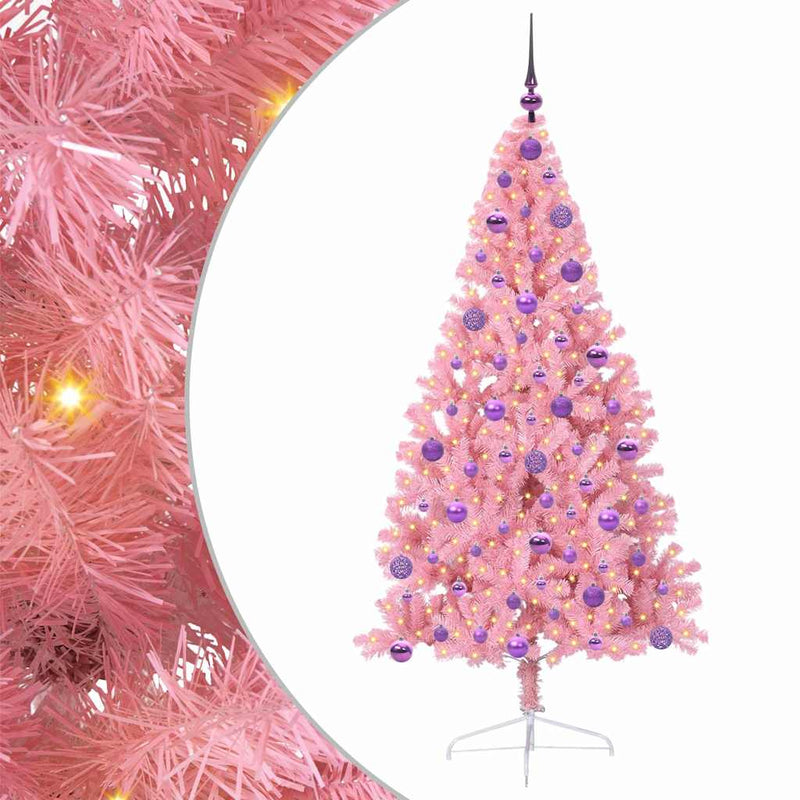 Chargez l'image dans la visionneuse de la galerie, Vidaxl kunstmatig voorverlicht kerstboom met 300 led roze 180 cm pvc
