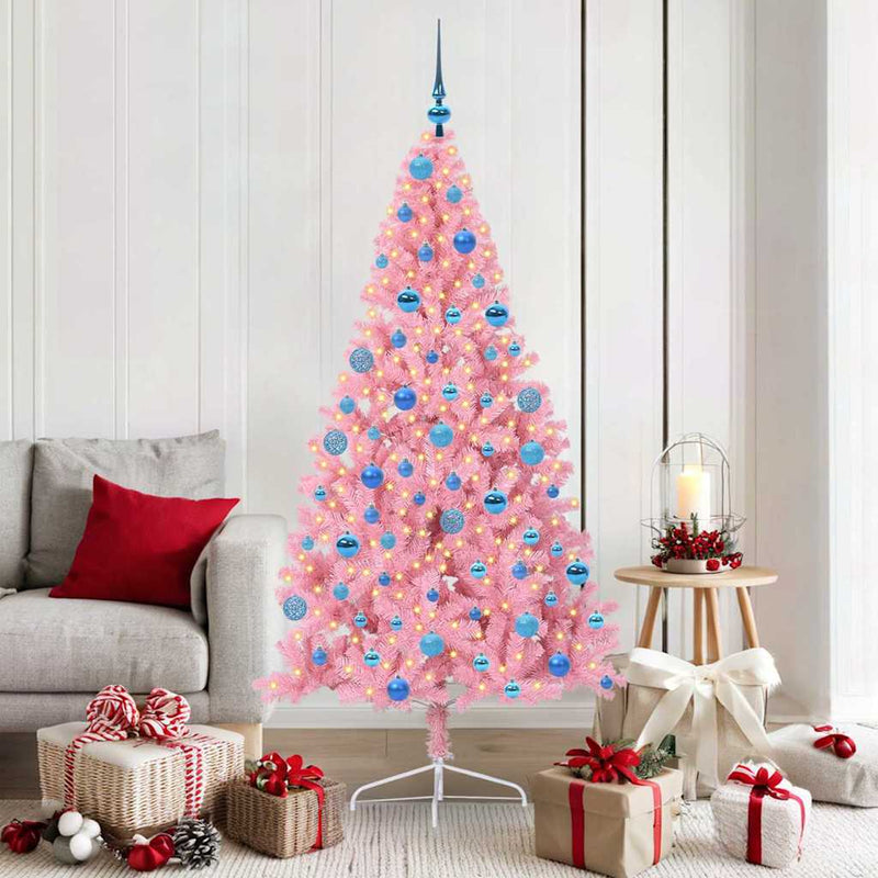 Chargez l'image dans la visionneuse de la galerie, Vidaxl kunstmatig voorverlicht kerstboom met 300 led roze 180 cm pvc