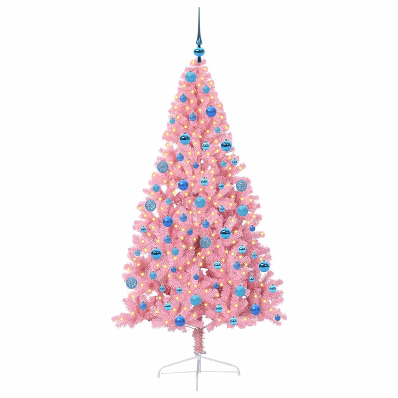 Chargez l'image dans la visionneuse de la galerie, Vidaxl kunstmatig voorverlicht kerstboom met 300 led roze 180 cm pvc