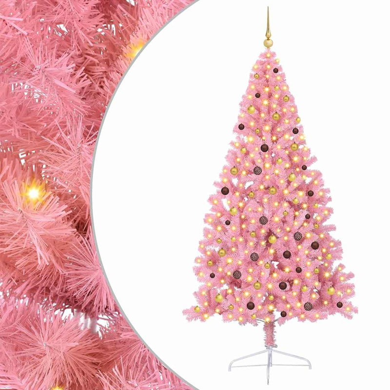 Chargez l'image dans la visionneuse de la galerie, Vidaxl kunstmatig voorverlicht kerstboom met 300 led roze 240 cm pvc
