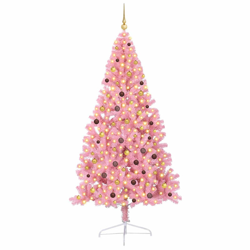 Chargez l'image dans la visionneuse de la galerie, Vidaxl kunstmatig voorverlicht kerstboom met 300 led roze 240 cm pvc