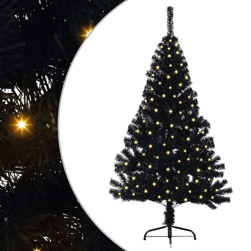 ギャラリービューアに画像をロードする, Vidaxl kunstmatig voorverlicht kerstboom met 150 led zwart 120 cm pvc