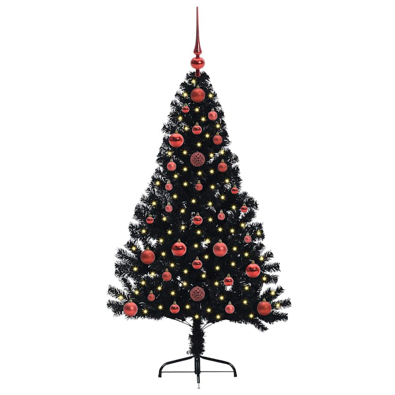 ギャラリービューアに画像をロードする, Vidaxl kunstmatig voorverlicht kerstboom met 150 led zwart 120 cm pvc