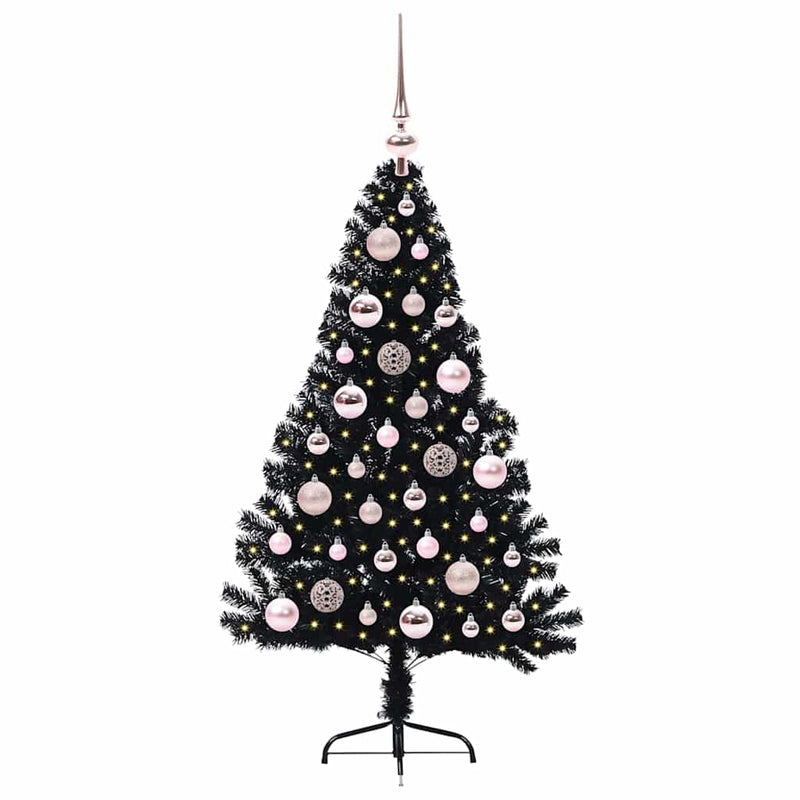 ギャラリービューアに画像をロードする, Vidaxl kunstmatig voorverlicht kerstboom met 150 led zwart 120 cm pvc
