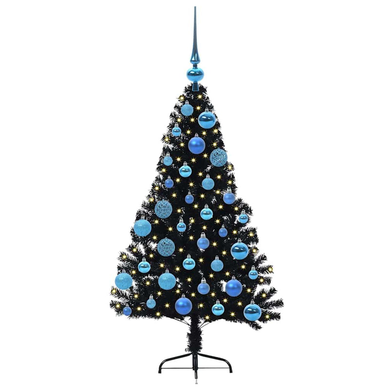 ギャラリービューアに画像をロードする, Vidaxl kunstmatig voorverlicht kerstboom met 150 led zwart 120 cm pvc