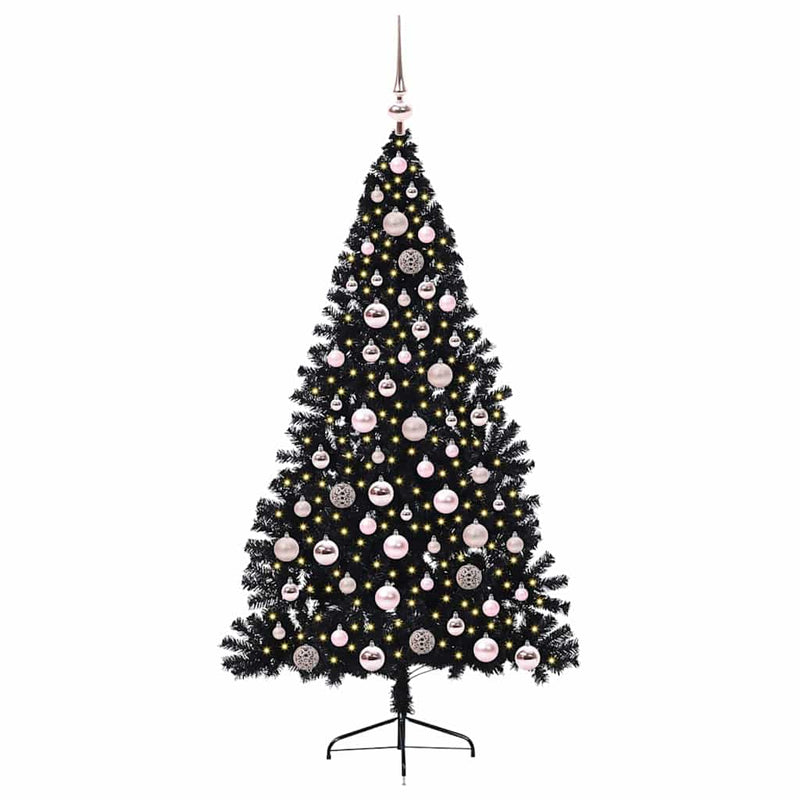 Afbeelding laden in galerijviewer, Vidaxl kunstmatig voorverlicht kerstboom met 300 led zwart 180 cm pvc