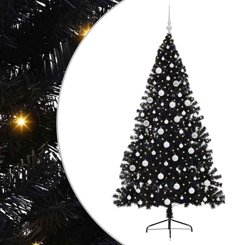 Afbeelding laden in galerijviewer, Vidaxl kunstmatig voorverlicht kerstboom met 300 led zwart 180 cm pvc