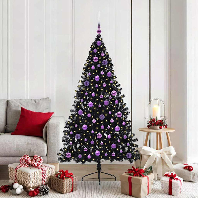Afbeelding laden in galerijviewer, Vidaxl kunstmatig voorverlicht kerstboom met 300 led zwart 180 cm pvc