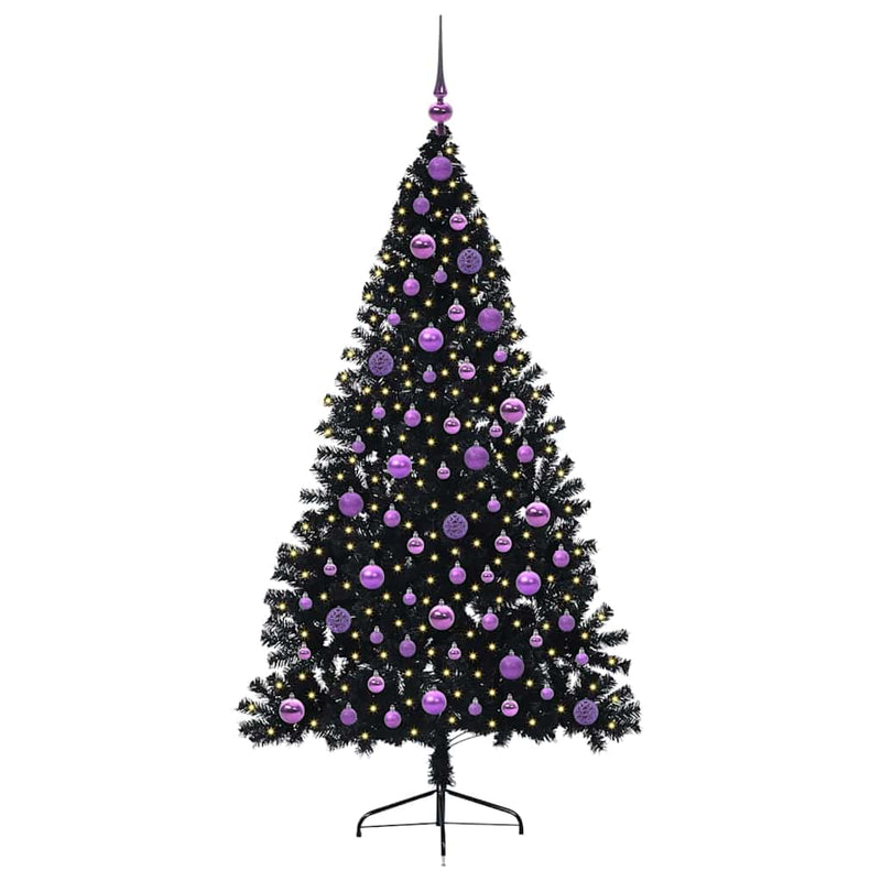 Afbeelding laden in galerijviewer, Vidaxl kunstmatig voorverlicht kerstboom met 300 led zwart 180 cm pvc