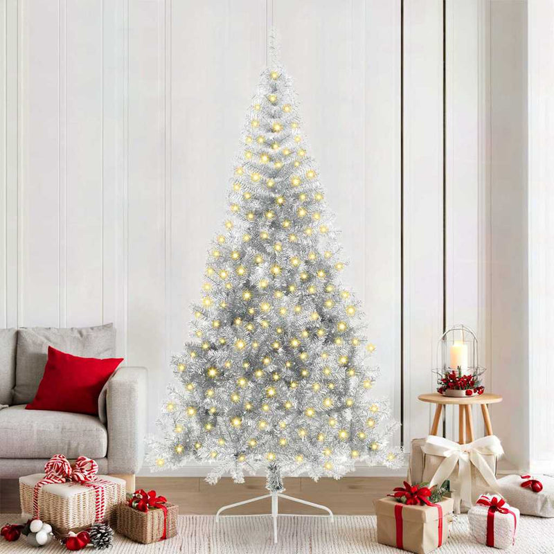 ギャラリービューアに画像をロードする, Vidaxl kunstmatig voorverlicht kerstboom met 300 led zilver 210 cm pet