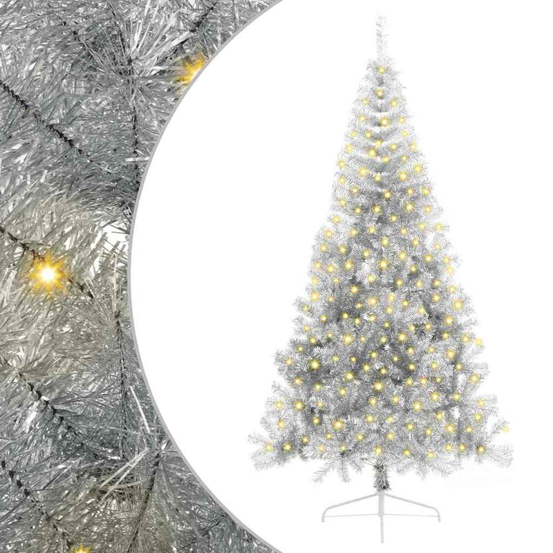 ギャラリービューアに画像をロードする, Vidaxl kunstmatig voorverlicht kerstboom met 300 led zilver 210 cm pet
