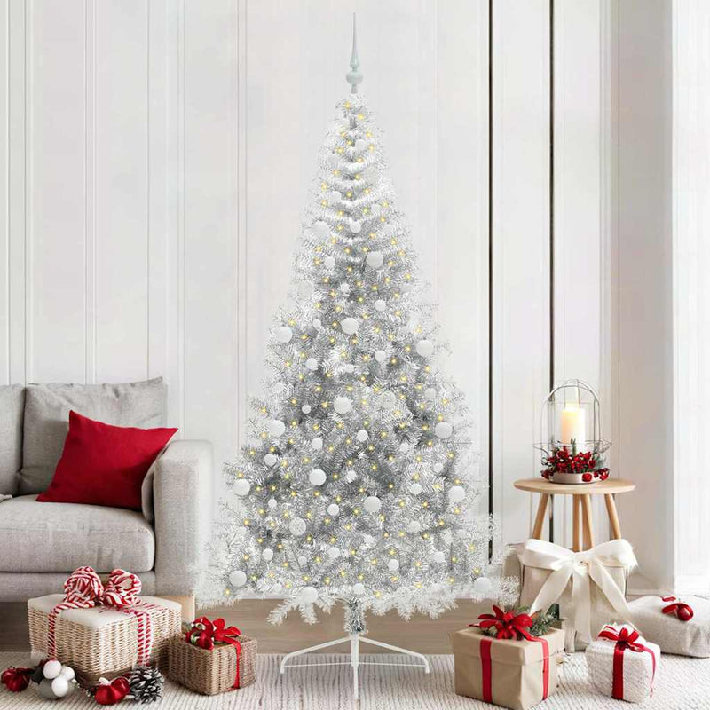ギャラリービューアに画像をロードする, Vidaxl kunstmatig voorverlicht kerstboom met 300 led zilver 210 cm pet