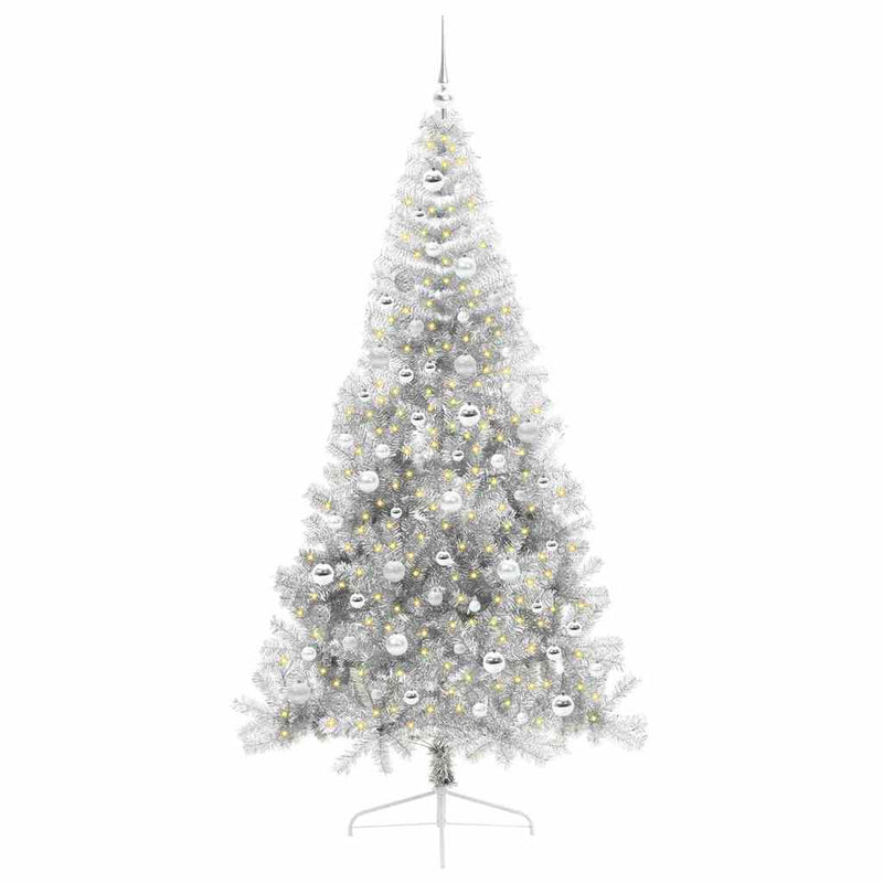 ギャラリービューアに画像をロードする, Vidaxl kunstmatig voorverlicht kerstboom met 300 led zilver 210 cm pet