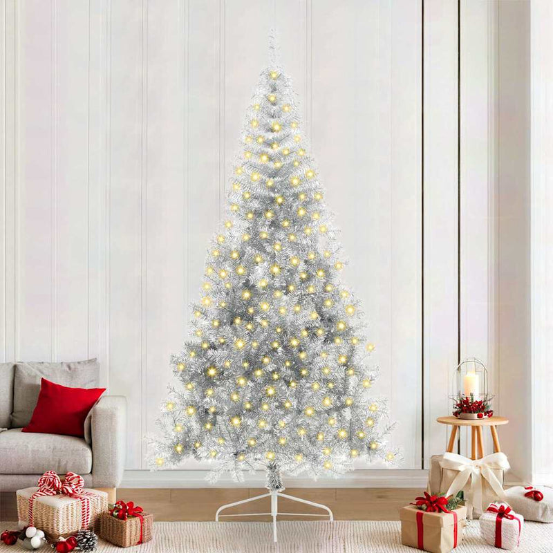 ギャラリービューアに画像をロードする, Vidaxl kunstmatig voorverlicht kerstboom met 300 led zilver 240 cm pet