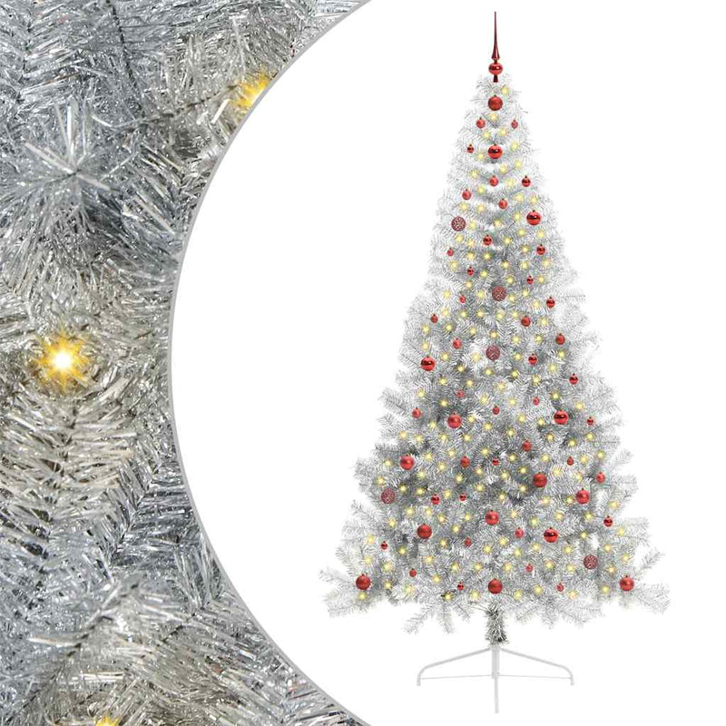 ギャラリービューアに画像をロードする, Vidaxl kunstmatig voorverlicht kerstboom met 300 led zilver 240 cm pet