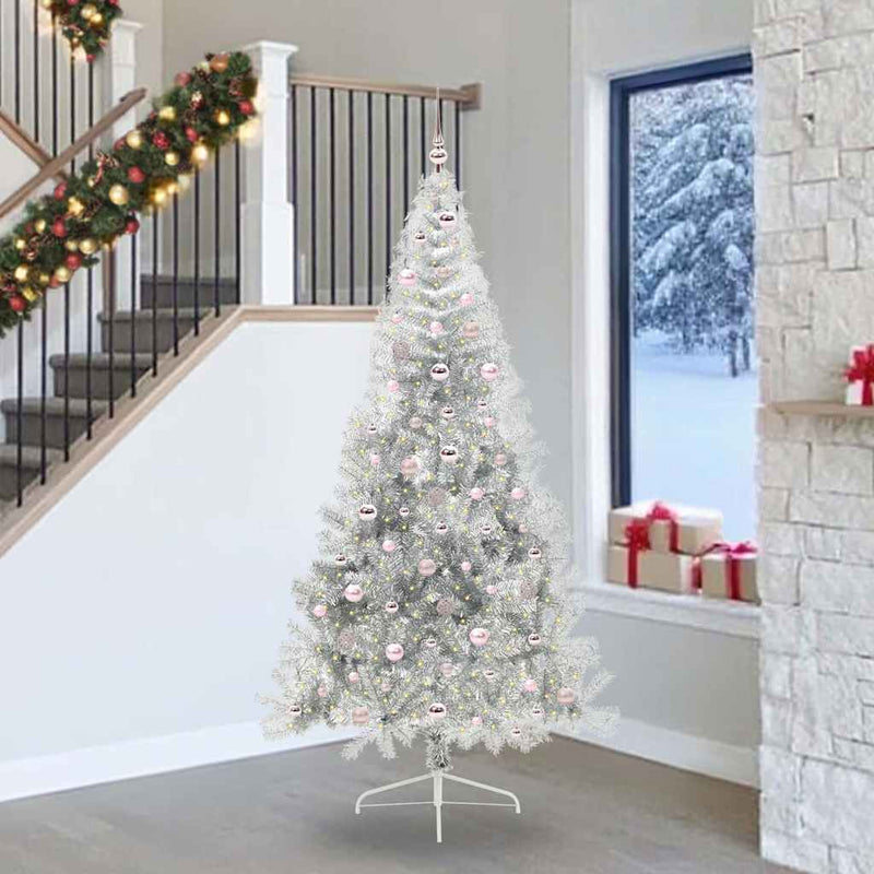 ギャラリービューアに画像をロードする, Vidaxl kunstmatig voorverlicht kerstboom met 300 led zilver 240 cm pet