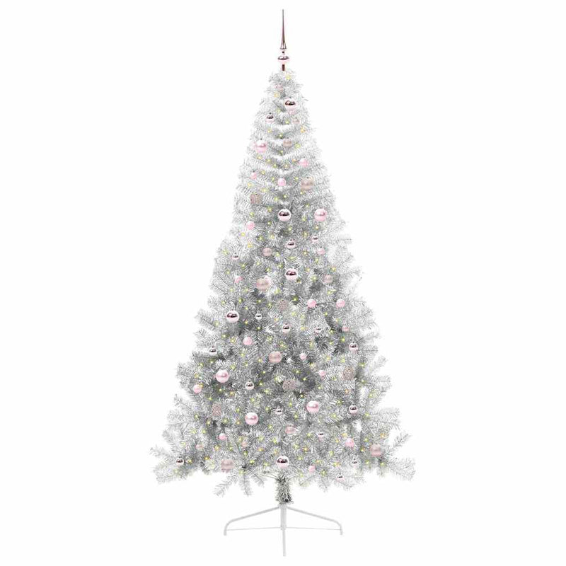ギャラリービューアに画像をロードする, Vidaxl kunstmatig voorverlicht kerstboom met 300 led zilver 240 cm pet