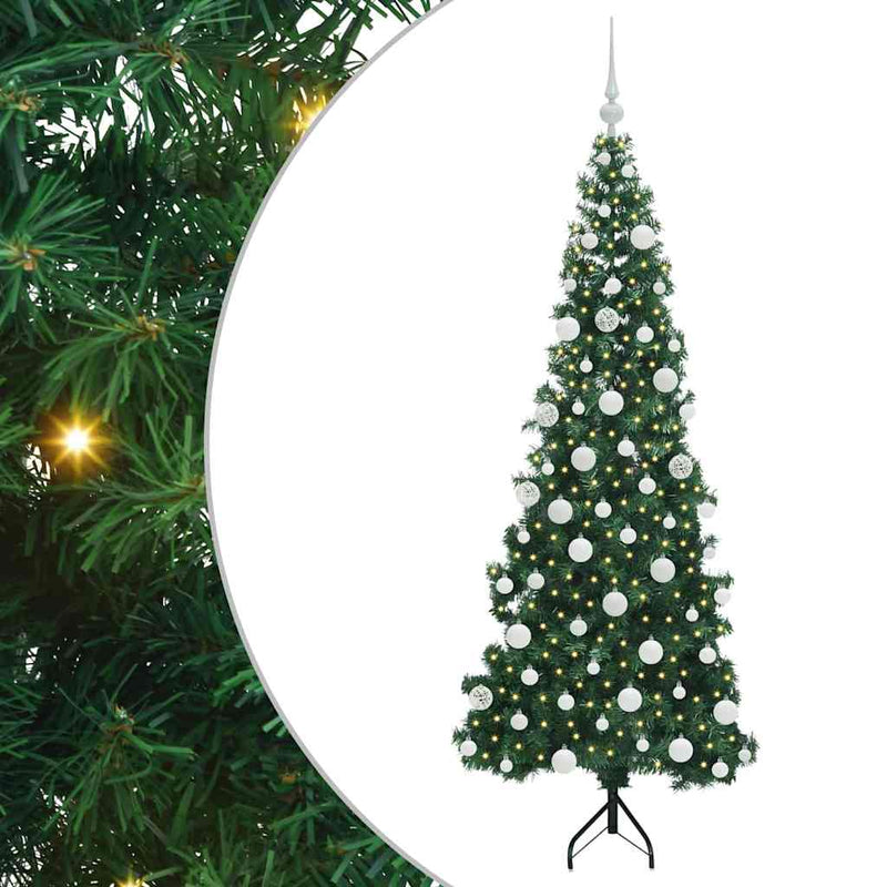 Chargez l'image dans la visionneuse de la galerie, Vidaxl hoek kunstkerstboom met 300 led groen 180 cm pvc en metaal