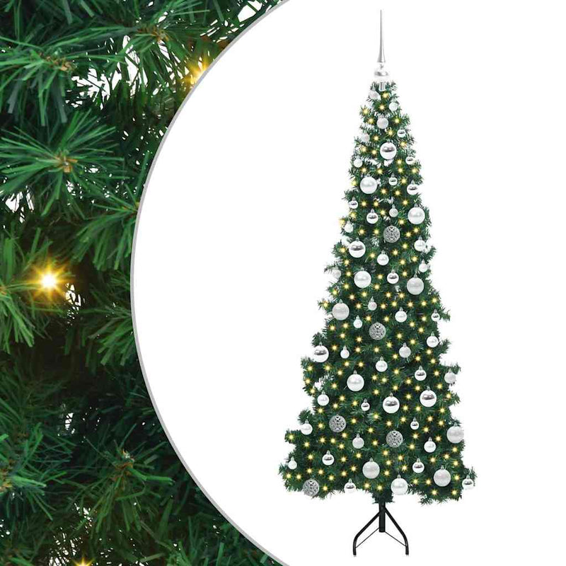 Chargez l'image dans la visionneuse de la galerie, Vidaxl hoek kunstkerstboom met 300 led groen 180 cm pvc en metaal