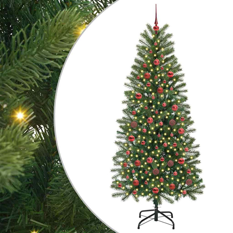 Chargez l'image dans la visionneuse de la galerie, Vidaxl kunstkerstboom met 300 led met standaard groen 180 cm pe en pvc