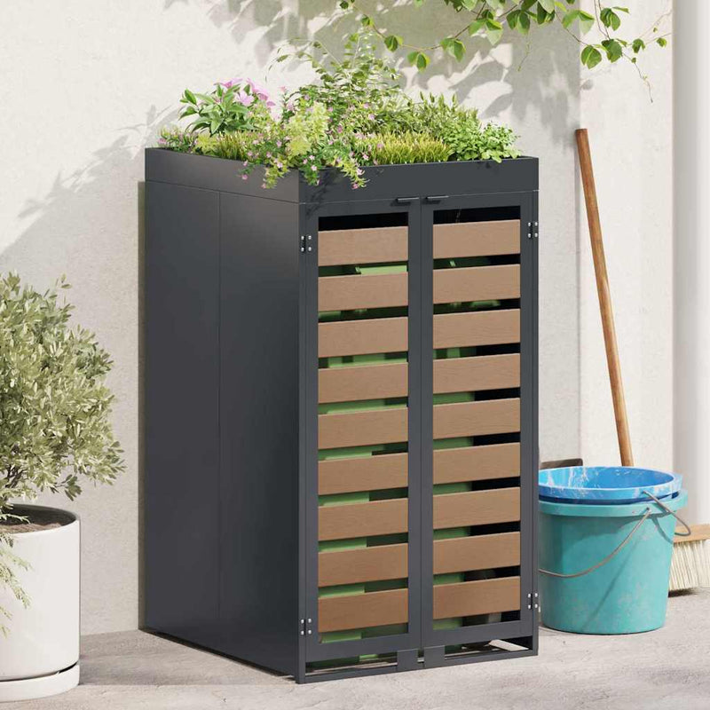 Chargez l'image dans la visionneuse de la galerie, Vidaxl afvalcontaineropslag met plantenbakdak voor 240l container