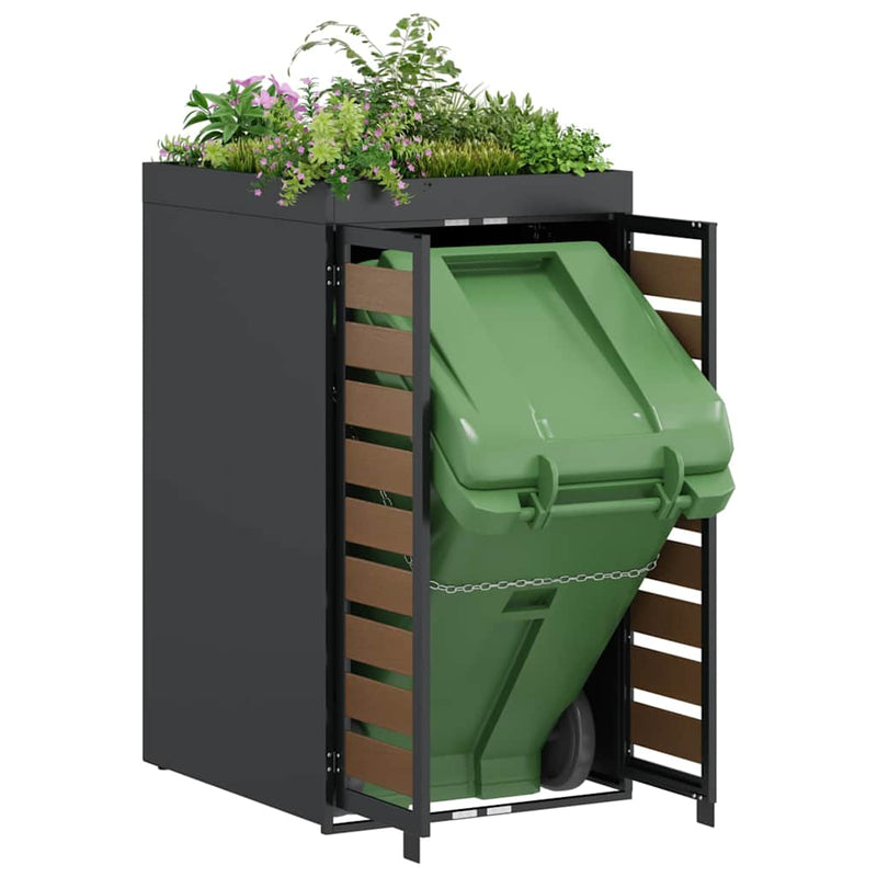 Chargez l'image dans la visionneuse de la galerie, Vidaxl afvalcontaineropslag met plantenbakdak voor 240l container