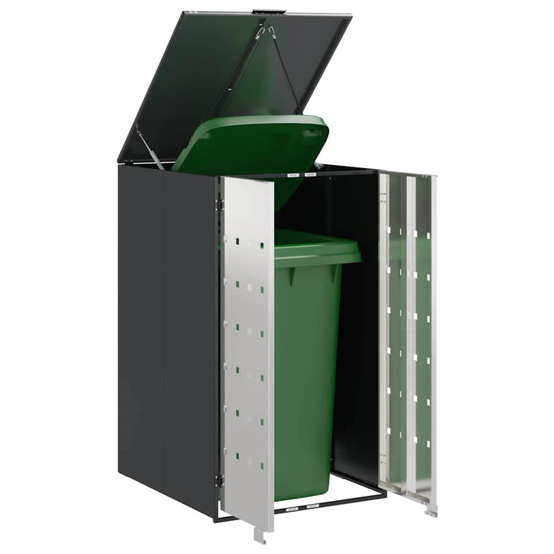 Chargez l'image dans la visionneuse de la galerie, Vidaxl afvalcontaineropslag met gasliftdeksel voor 240l container