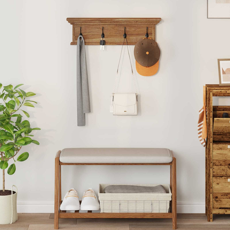 Afbeelding laden in galerijviewer, Vidaxl wandkapstok naturel 70 x 10 x 20 cm massief teakhout