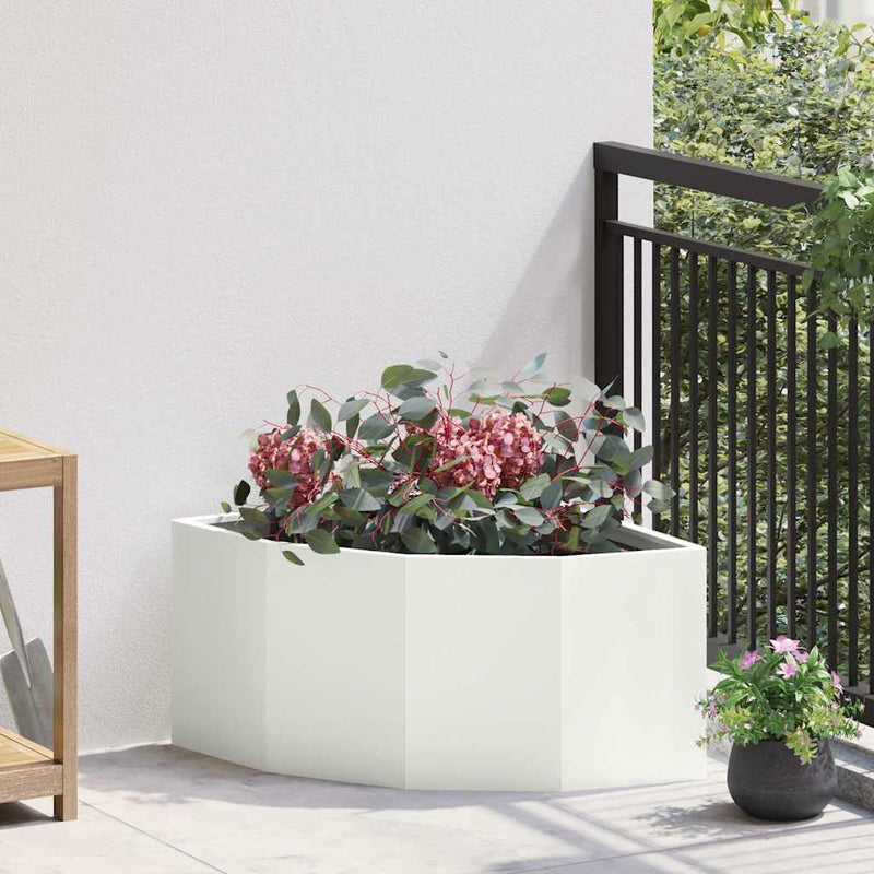 ギャラリービューアに画像をロードする, Vidaxl hoek plantbak wit 60 x 60 x 35 cm staal