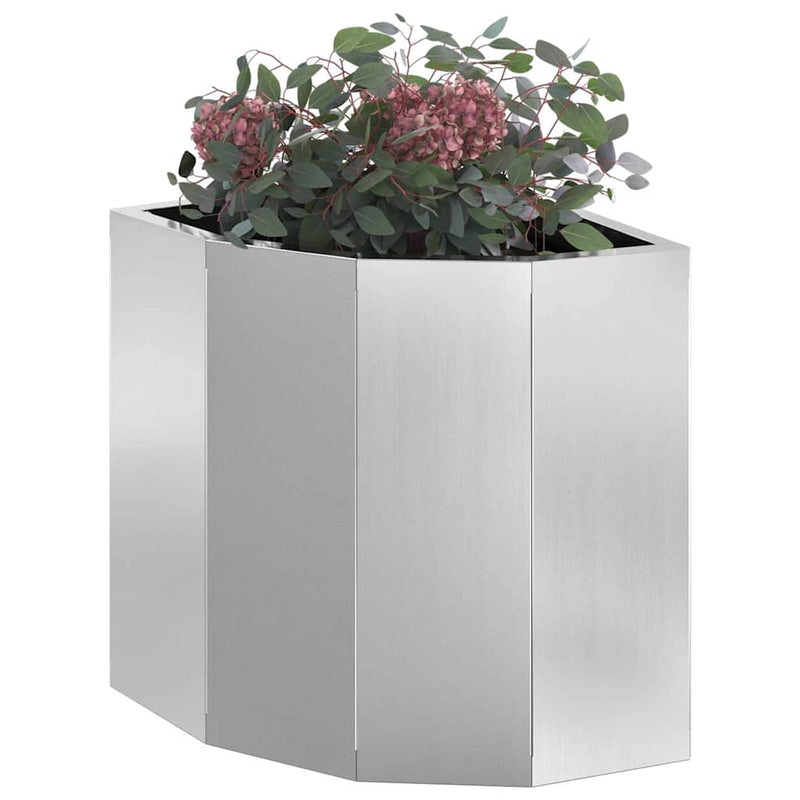 Afbeelding laden in galerijviewer, Vidaxl hoek plantbak zilver 30 x 30 x 35 cm gegalvaniseerd staal